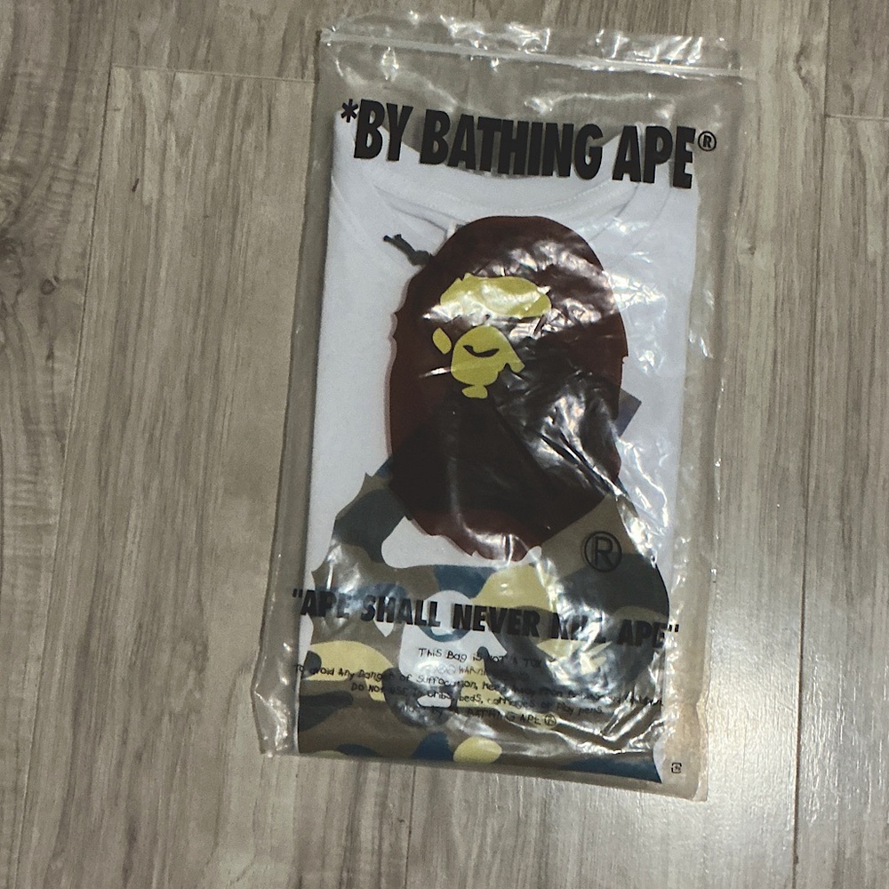 Bape White and Brown Graphic Tee